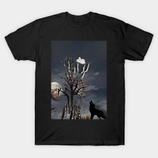 HALLOWEEN NIGHT WOLF HOWLING AT GHOST T-Shirt